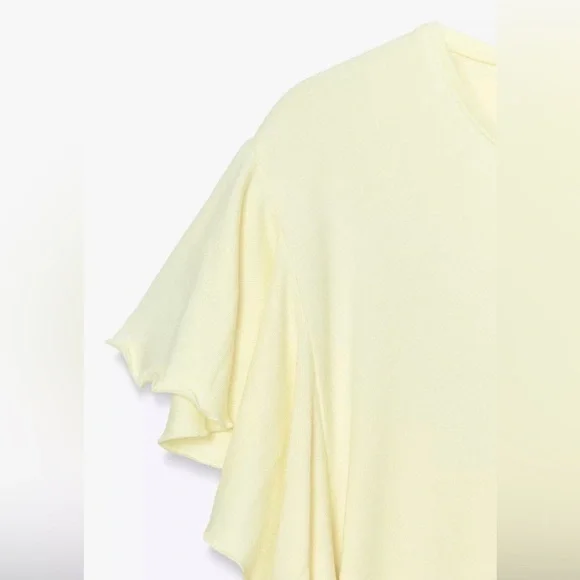 (#147)ZARA Ruffled Sleeve T-Shirt - Picture 6 of 7